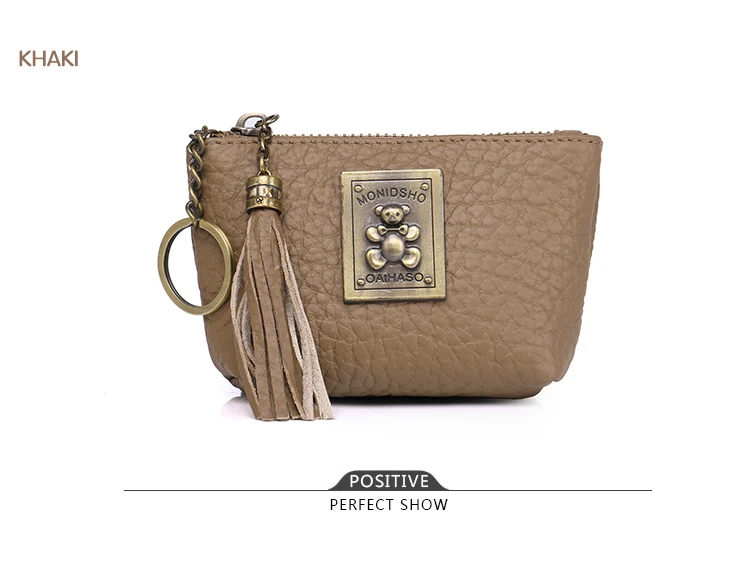 Women Mini Wallets Female Tassel Pendant Short Money Wallets Genuine Leather Lady Zipper Coin Purses Fashion Key Bag  (17)