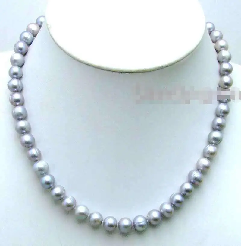 

FREE SHIPPING HOT sell new Style >>>>SALE Gray 7-8mm Highquality Round natural Freshwater Pearls 17" necklace