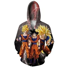 ZOGAA Men's 3D Printed Hoodies Fashion Unique Saiyan Printing Hooded Sweatshirt For Men Loosen Zipper Jacket Male Casual Outwear