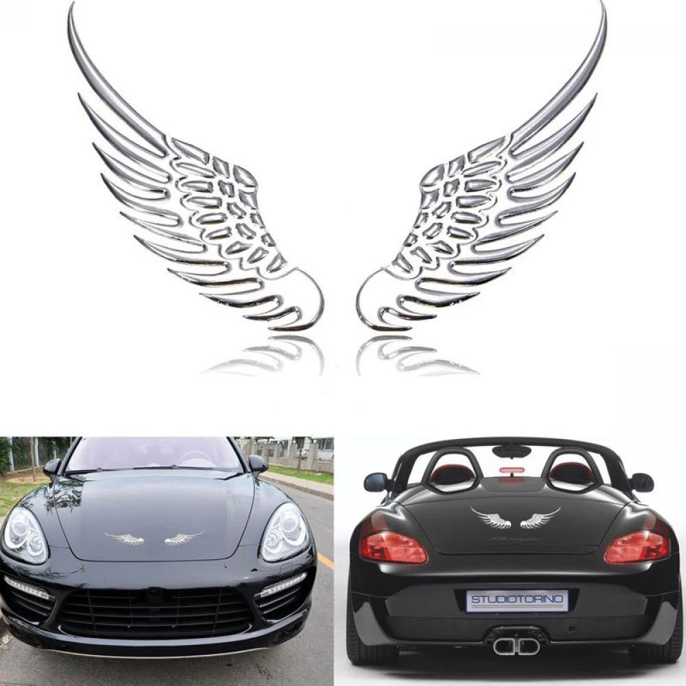 1 paar 3D Metall Engel Flügel Auto Auto Dekoration Emblem Abzeichen  Aufkleber Logo Aufkleber Graphics Decals Außen Zubehör - AliExpress