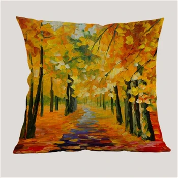 Картина маслом стиль осень дерево белье хлопок decoraitve наволочка диванные подушки диван автомобиля Чехлы 45x45 см home decor