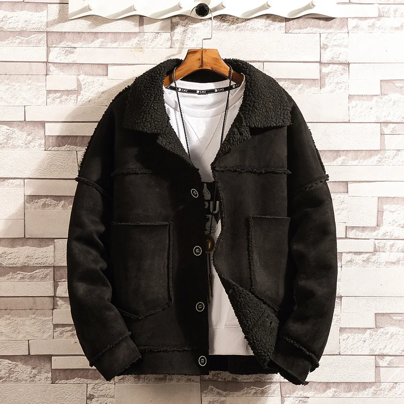 Новинка мужское винтажное пальто из ягненка зимняя бархатная теплая куртка