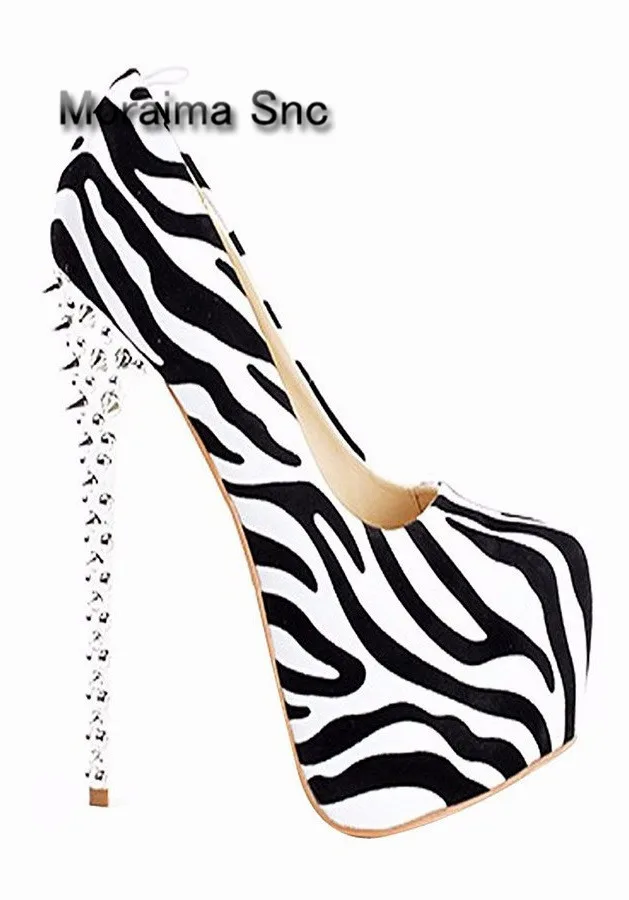 

Moraima Snc women's high heel shoes Zebra, Leopard round toe platform pumps sexy high heels shoes women 16 cm gladiator shoes
