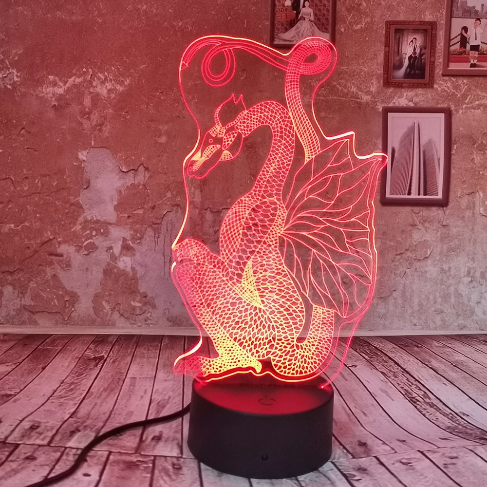 

Dropship Paper Dragon 3D beside Night Light LED Figure Gredient Illusion 7 Colors Change Touch Remote Benroom Lamp Birthday Gift