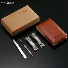 Mr Green Professional маникюрный триммер большой Наклонный маникюрный резак из нержавеющей стали мертвой кожи пинцет с кожаным чехлом