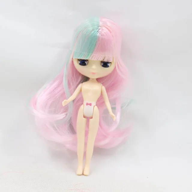 Мини Blyth Обнаженная кукла 10 см разные цвета волос с случайным платьем с челкой нормальное тело DIY модные игрушки - Цвет: Item 3