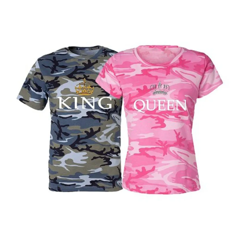 

Printed Camouflage KING QUEEN Couple T Shirt for Lover Men Women Tops Clothes Summer 2018 gift Female T Shirts Women Plus Size