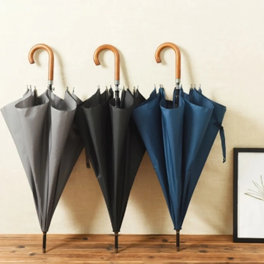 

Large Art Wooden Handle Anti UV Sunny Umbrella Rain Women Automatic Golf Sun Umbrella Men Windproof Top Rain Umbrellas UBY060