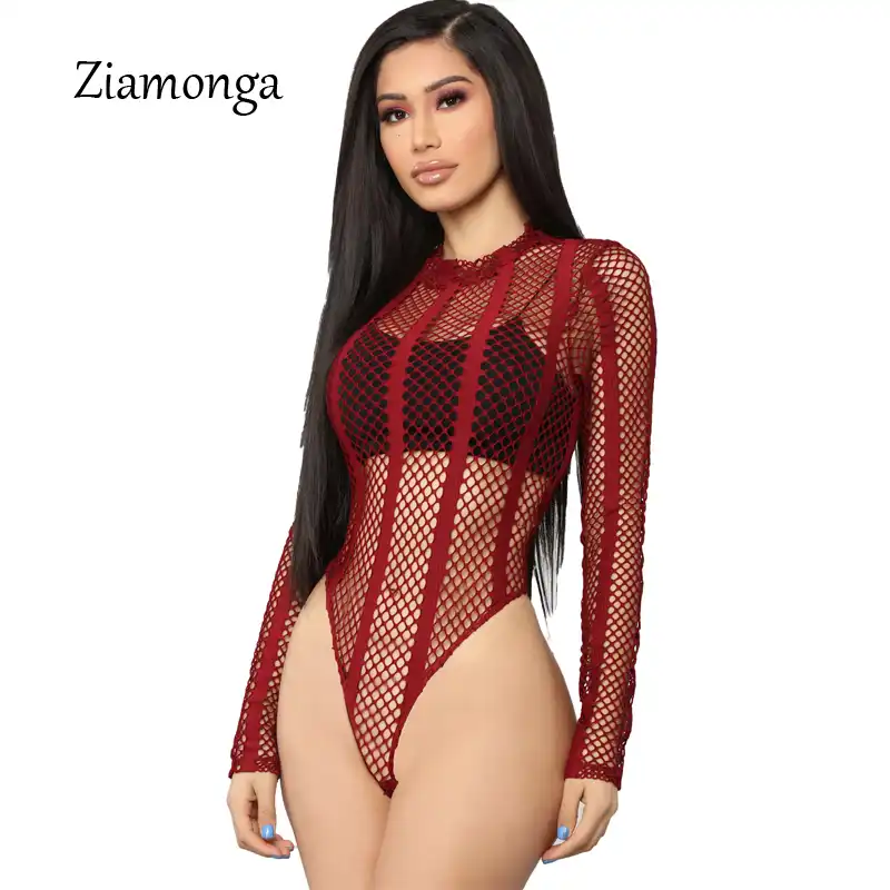 red mesh bodysuit