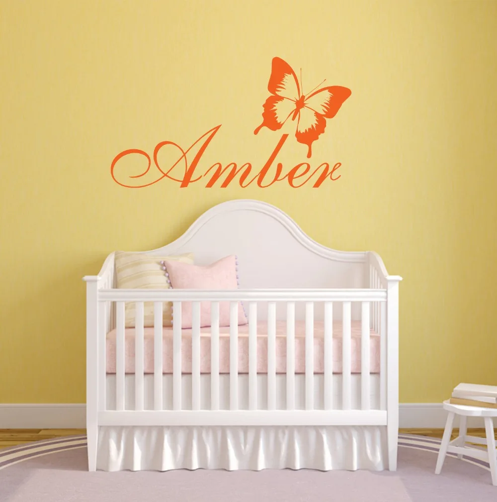 Custom Name Wall Decal Butterfly Modern Pattern Personalized Name Wall