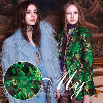 

Italian designer fashion perspective jacquard brocade fabrics interwoven stereo wire fabric wholesale high quality cloth
