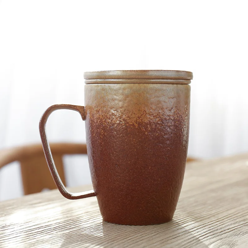TANGPIN японская керамика чайные кружки с фильтрами фарфоровая кофейная чашка чайная чашка 350 мл - Цвет: Brown