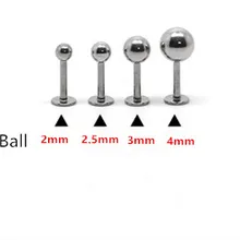 16 г губная серьга пирсинг мяч простой 316L хирургические Стальные Шпильки для пирсинга ювелирные изделия для женщин Девушка 100 шт/партия 2 мм 2,5 мм 3 мм 4 мм
