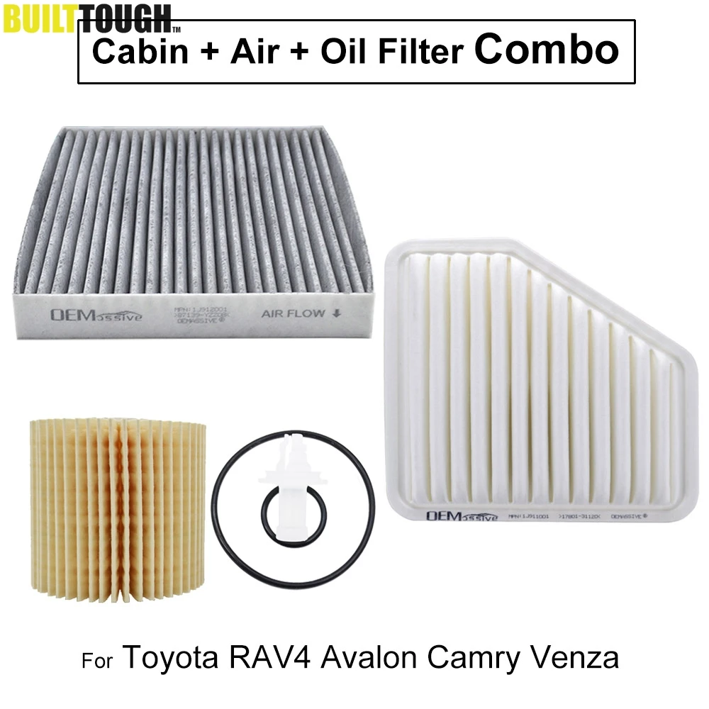 

Automobiles Air Filter, Cabin Filter, Oil Filter For Toyota RAV4 Avalon Camry Venza 2.5L 2AR-FE I4 / 3.5L 2GR-FE V6 Engine Only