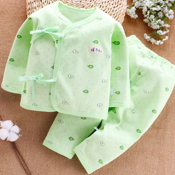 Новая одежда на шнуровке для новорожденных, комплект для маленьких девочек из хлопка, комплект для малышей на четыре сезона, одежда с длинными рукавами для маленьких мальчиков, одежда для малышей 0-4 месяцев - Цвет: elephant green