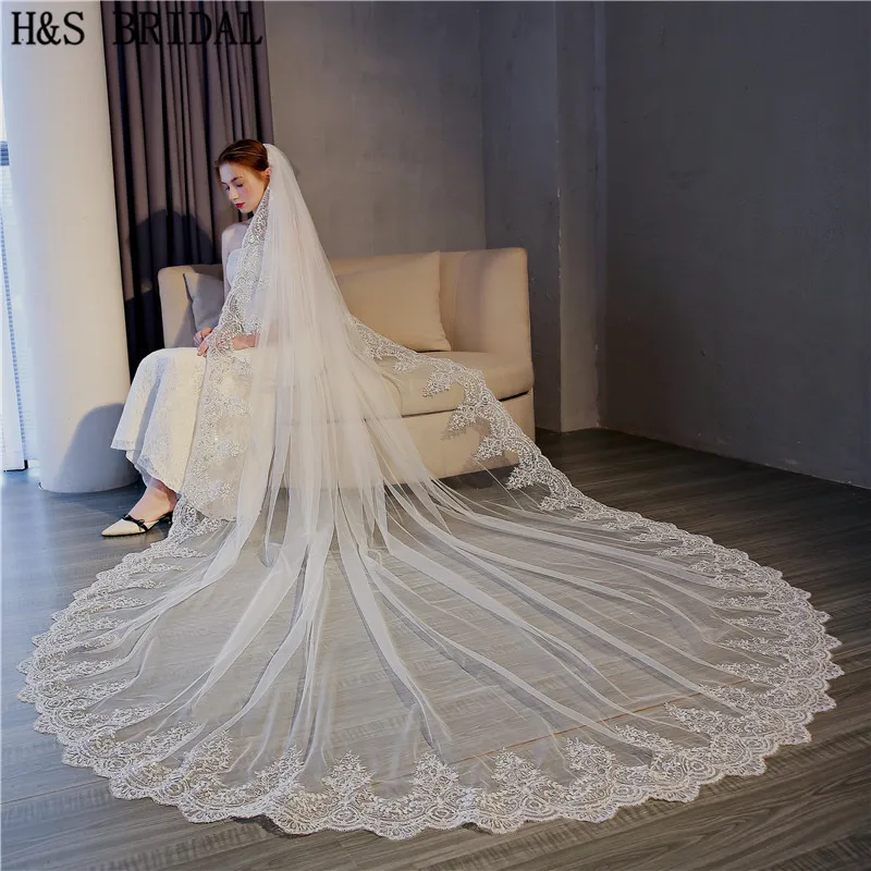 H\u0026S Bridal Real 2018 Voile 3M veil One 