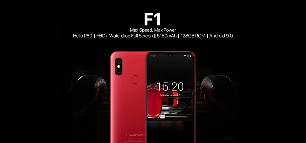 UMIDIGI F1 Android 9,0 6," FHD+ 128 Гб rom 4 Гб ram Helio P60 5150 мАч большая батарея 18 Вт Быстрая зарядка смартфон 16 Мп+ 8 Мп