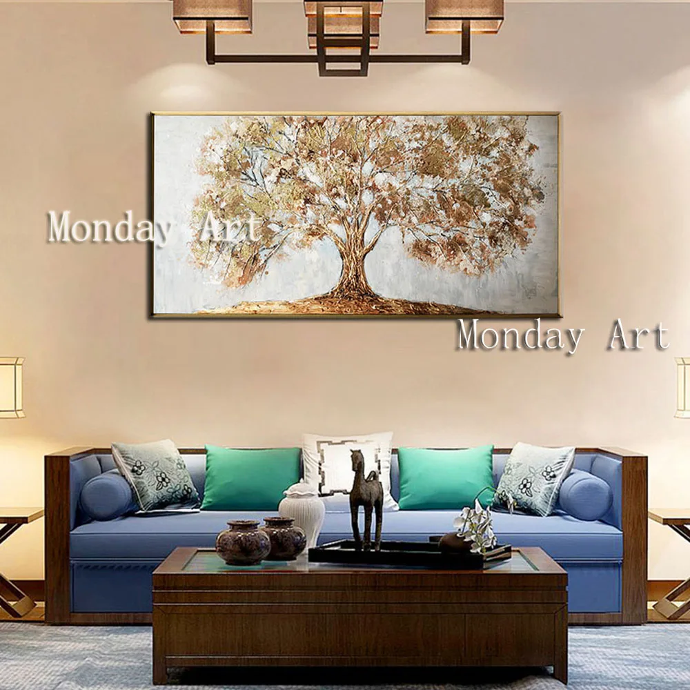 SS Unique-Hand-Painted-Canvas-Oil-Painting-Abstract-gold-tree-oil-painting-Wall-art-Pictures-for-Living (4)