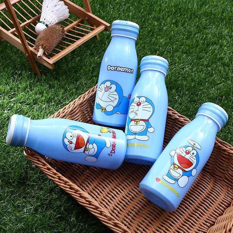Hello kitty Милая бутылка для воды машина кошка Дораэмон двойная стеклянная Дети