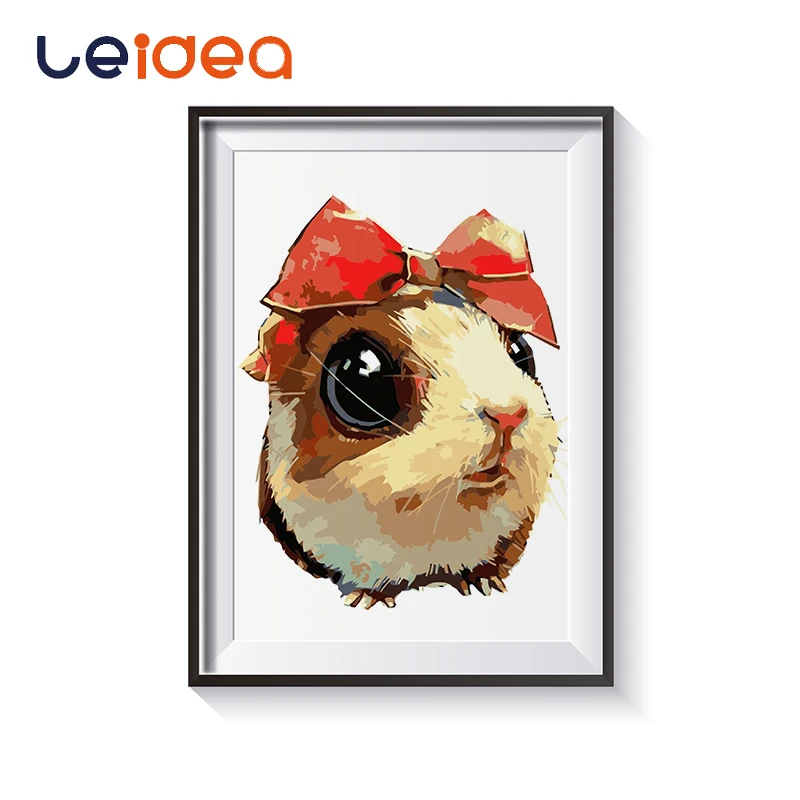 

Paint By Number Cute Bow Hamster Acrylic Paint Decor Canvas Painting Coloring By Number Drawing Animals Diy Art 40X50CM