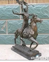 

23"Huge Western Pure Bronze Marble Art on Horse horseback acrobats statue