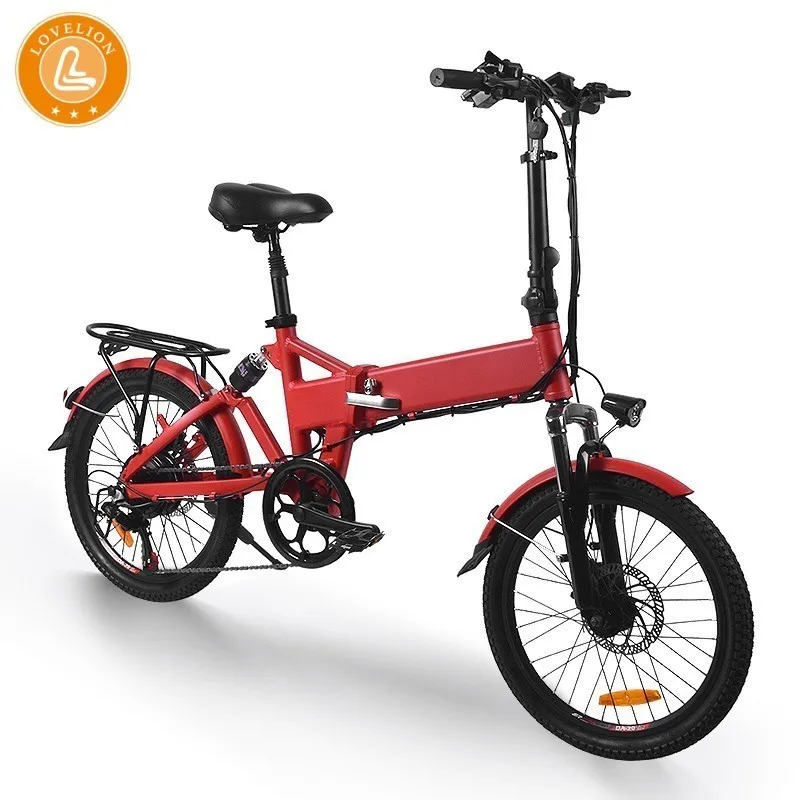 MEIYATU portable folding Red powerful adult Electric Power bike Bicycle Belt 250w Lithium Battery With pedal ebike LOVELION EU | Спорт и