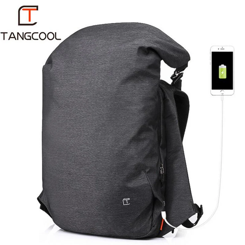 

Tangcool Men's Backpack Casual USB Charging Waterproof Big Travel Bag College Student Computer Designer Backpack Men Fashion