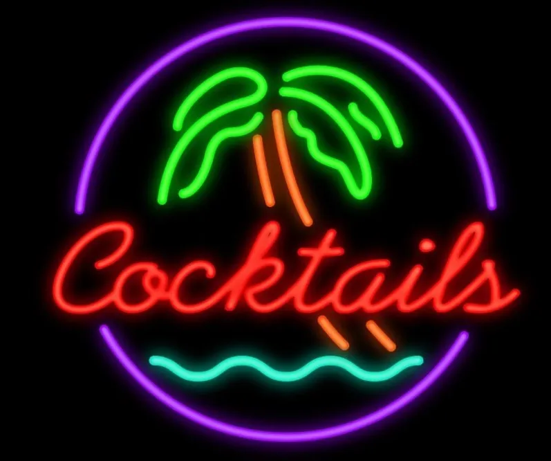 

Cocktails Palm Tree Garage Glass Neon Light Sign Beer Bar