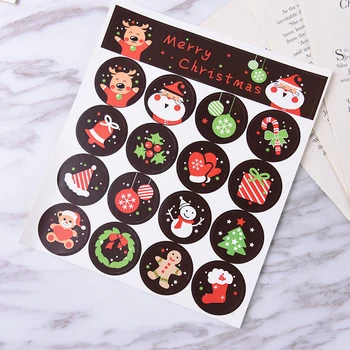 

DIY Scrapbooking Merry Christmas Gift Kraft Sticker Cookie/Cake/Gift Labels Stickers Kitchen Sweets Party Seal 80pcs/5 Sheets