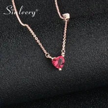 SINLEERY шикарное маленькое красное хрустальное ожерелье с подвеской в виде сердца, розовое золото, серебро, цепочка, колье, ожерелье для женщин, ювелирные изделия XL426 SSB