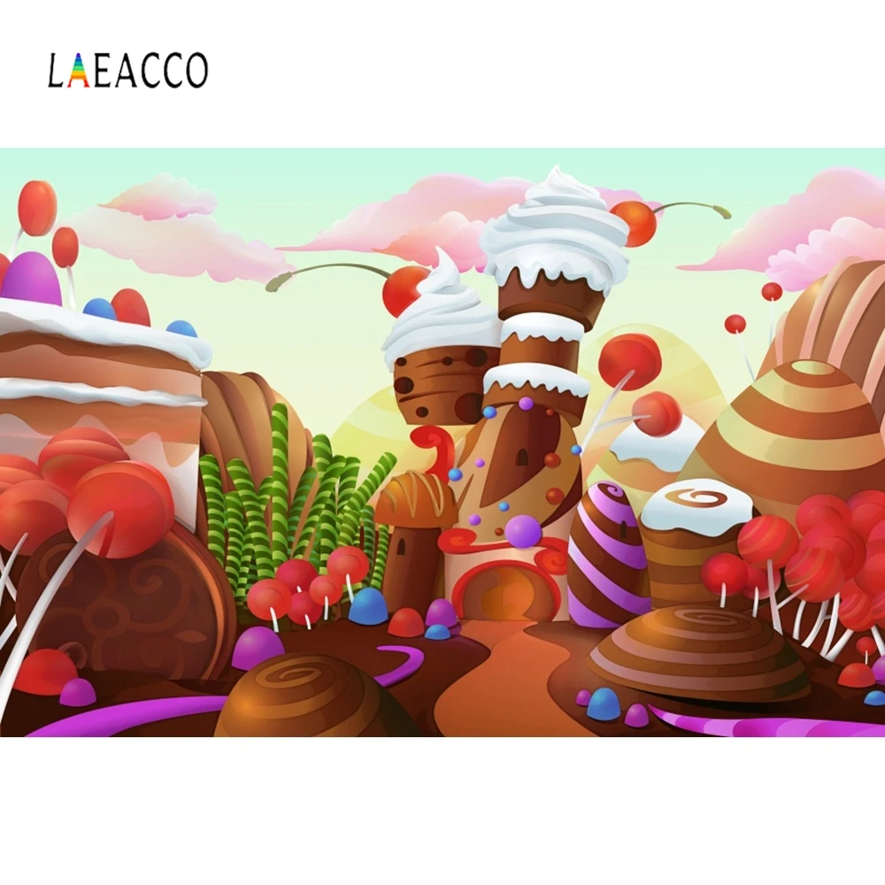 Фотофон Laeacco Cake Ice Cream Gifts Sweet Clouds Candyland индивидуальные фоны для фотостудии|Фон