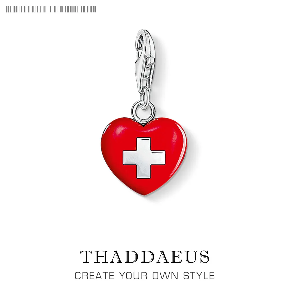 

Red Cross Heart Pendant Charm Fit Bracelet Necklace For Boys Girls Kids Children Jewelry 2019 Summer Fashion Gift