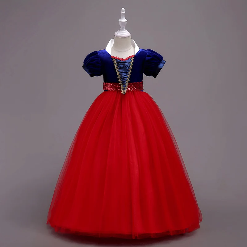 Зимние платья Золушки Белоснежки для девочек, праздничное платье принцессы Рождественский костюм платье для девочек детская одежда - Цвет: Красный