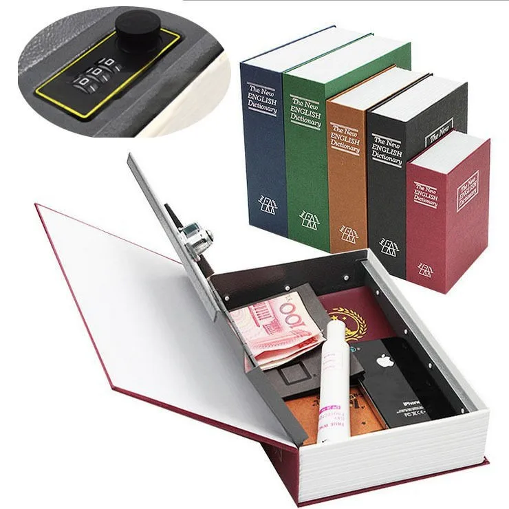 

Dictionary Book Coded Lock Storage Boxes Metal Cash Secure Scenery Book Safe Money Box Coin Jewellery Key Lock