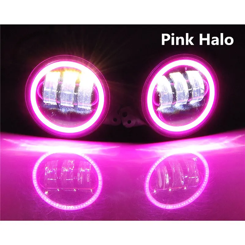 4 Inch Led Fog Light With pink DRL lights Fog Lamp With Halo Angel Eyes