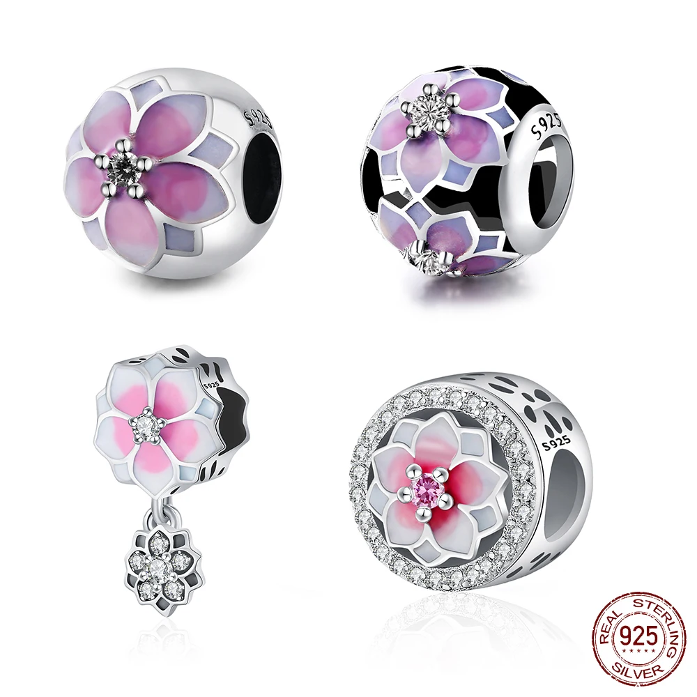 

DIY 4 Style Flower Authentic 925 Sterling Silver Charms Bead For Original Pandora Charms Bracelet & Bangle Jewelry Gift XPCYHC