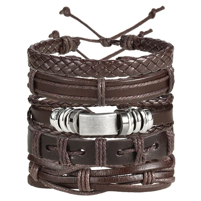 Mountaineer Fashionable Survival Braided Leather Campers Multilayered Chain