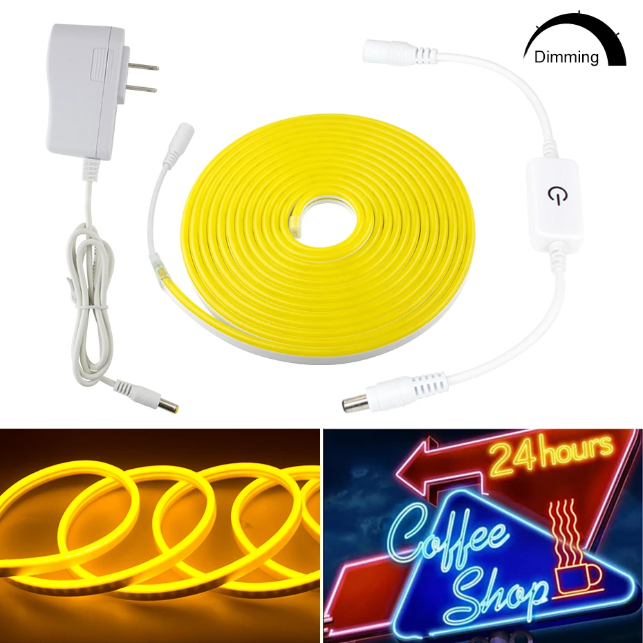 

Flexible Colorful Neon LED Light Tape SMD 2835 Dimmable DC12V 180 degrees Beam Angle EU US Plug Decoration Neon LED Light Strip