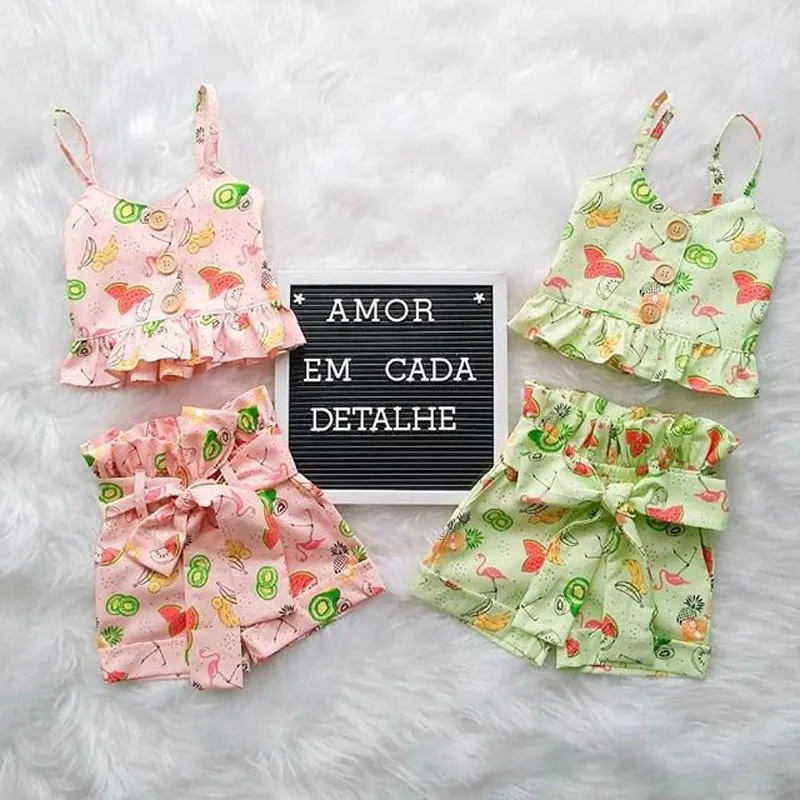

Newborn Infant Baby Girl Summer Flamingo Tops Vest Shorts Pants Clothes Outfits Tops Floral Short Pants 2pcs Outfit Clothes