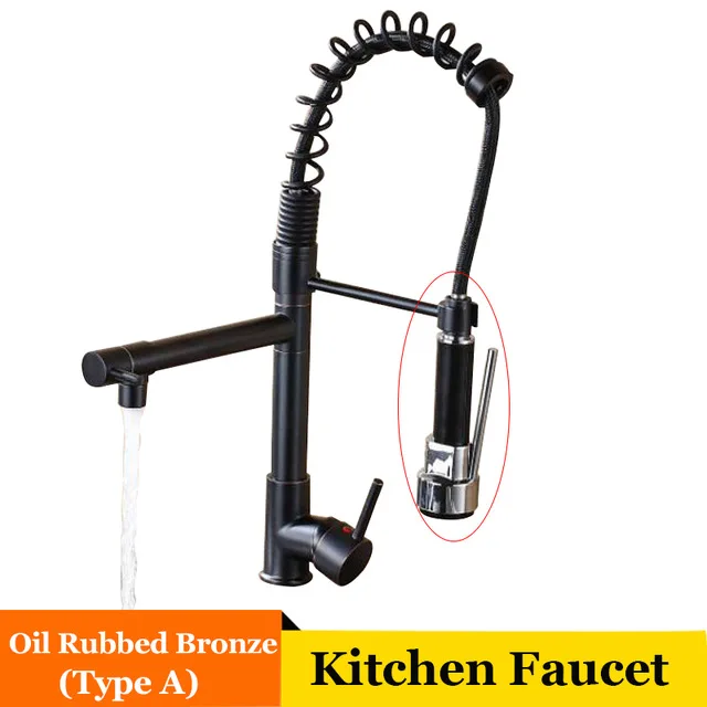 Blackend Spring Kitchen Faucet Pull out Side Sprayer Dual Spout Single