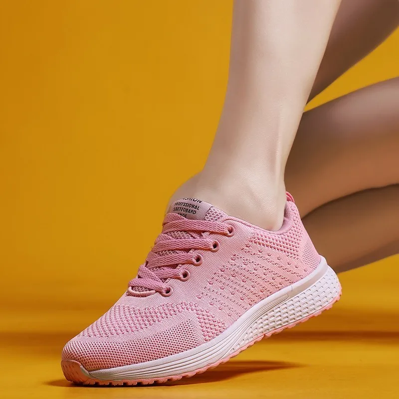 Женские кроссовки, кроссовки для бега, женские розовые кроссовки на шнуровке, дышащая сетчатая спортивная обувь, беговая Обувь для ходьбы
