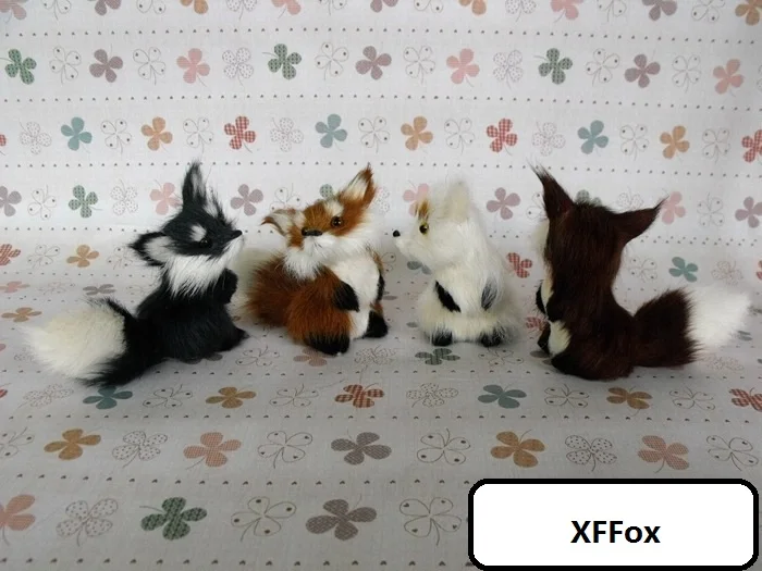 

4 pieces a lot real life cute fox models plastic&furs squating fox dolls gift about 13x6x9cm xf1694