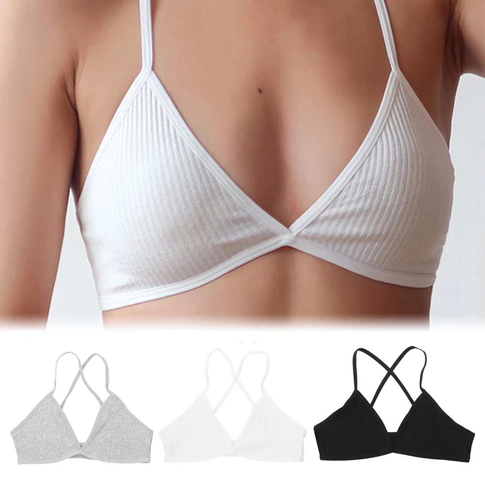 Sexy Backless Women Triangle Bra Tops Solid Wireless Bralette V Neck Seamless Lingerie Underwear Soft Comfortable Intimates