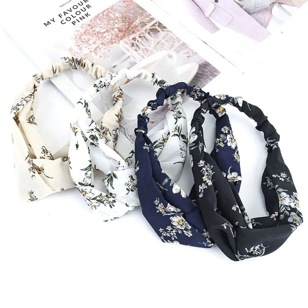 

2019 New Arrival Vintage Printed Knotted Headband Women Stretch Twisted Hairband Daily Turban Headwear Hair Styling Accessories