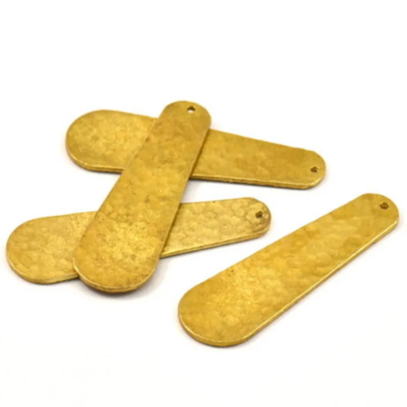 

... 3pc Hammered Raw Brass Blanks &1Loop, charm Earring Findings (44x13x8x1mm) N132