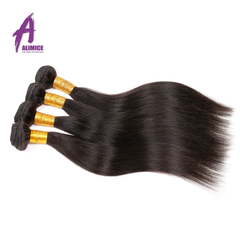 4 Bundles Cheap Brazilian Virgin Hairs Straight Alimice Human Extensions High Quality Weave |