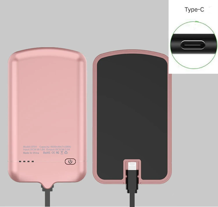 4000 мАч, универсальный чехол для мобильного телефона, зарядное устройство, внешний аккумулятор, запасная батарея, чехол для ISO Type-C Micro-USB - Цвет: TypeC-Rose