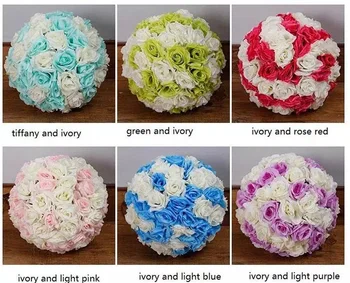 

25cm Artificial Rose ball Silk Flower Kissing Balls Hanging Rose Ball Christmas Ornaments Wedding Party Decorations Rose Bouquet