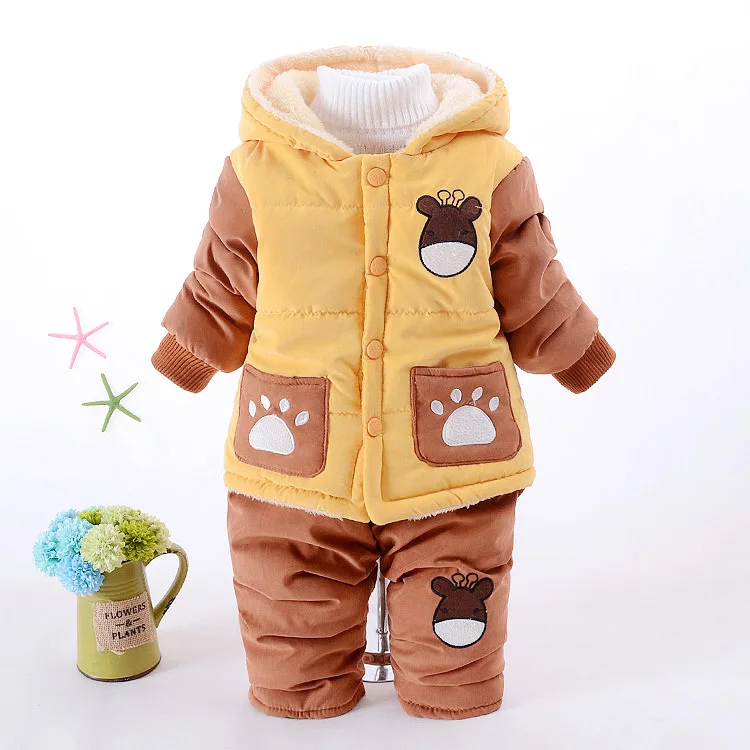 Baby Cute Beer Winter Down Clothing Set Boy Girl Hooded Jacket Coat Pants Popular Clothes Red Blue Orange Size 2 3 4 Years Old (11)