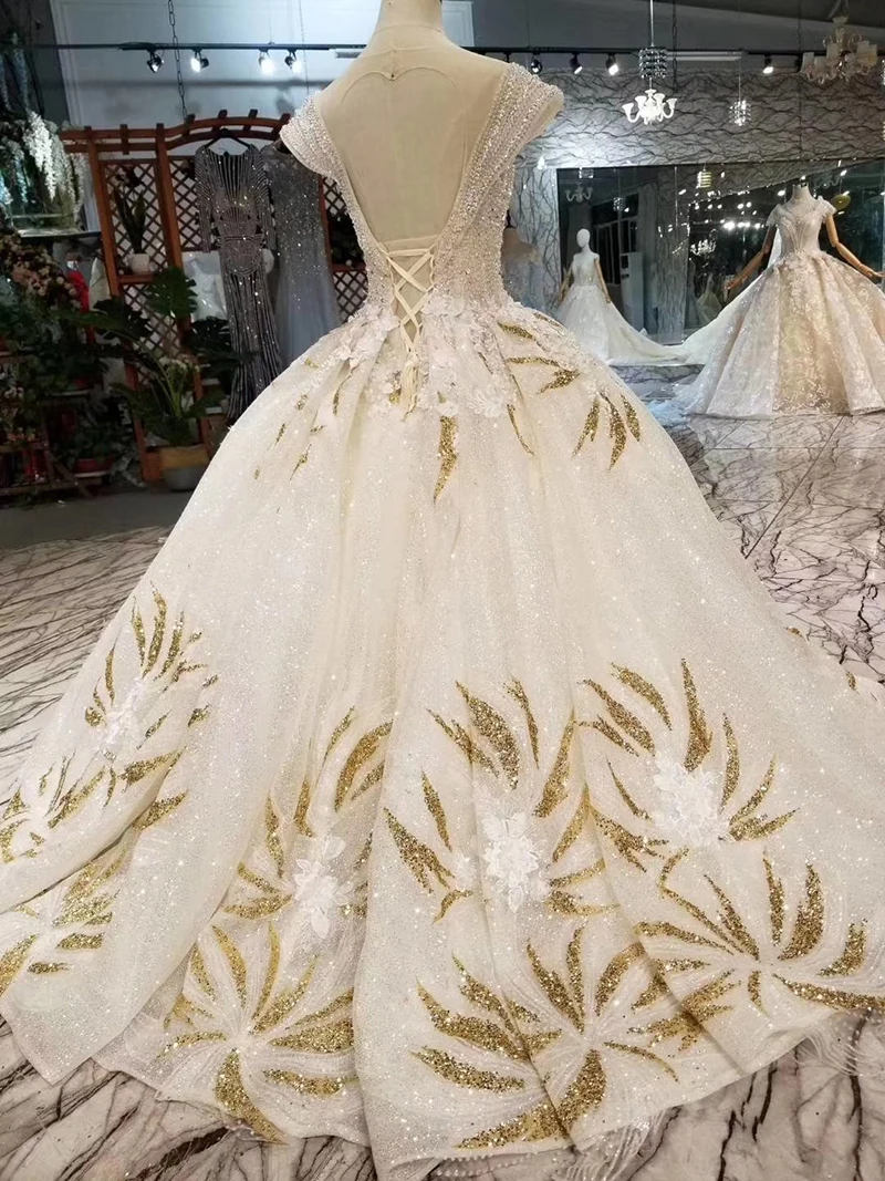 lss514 summer wedding dresses boho v-neck crystal cap sleeves floor length bridal dress gown ball gown vestido de noiva 2019 (9)